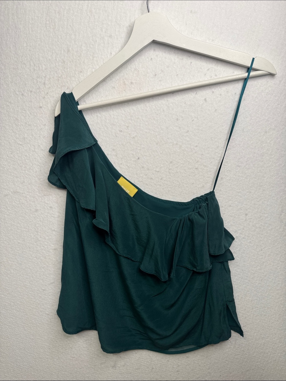 Maeve Holly Silk One Shoulder Ruffle Blouse from Anthropologie, Size 8